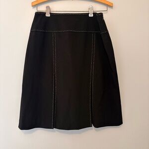 Très You Black A-Line Skirt Size 4 | Contrast Stitching, Minimalist Workwear